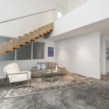 Contemporary Miami Entryway and Floating Staircase
