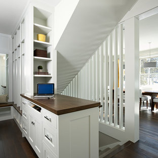Design ideas for a contemporary carpeted staircase in Minneapolis.