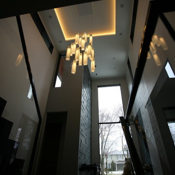 CONTEMPORARY TWO STORY FOYER LIGHTING, MODERN ENTRY CHANDELIER FOR HIGH CEILING