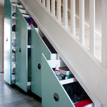 Contemporary under stairs storage solutions