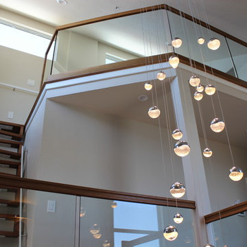 Contemporary White Oak Handrail & Tempered Glass Balustrade