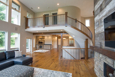 Inspiration for a contemporary staircase remodel in Omaha