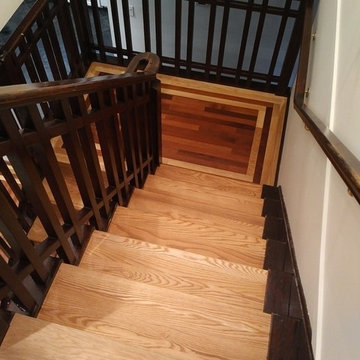 craftman style stair case refinished to bring the refine details back to life