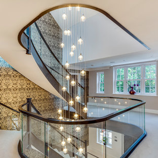 Contemporary glass railing staircase in Surrey.