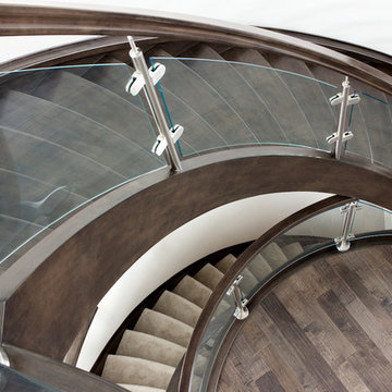 Curved Glass Maple Stair