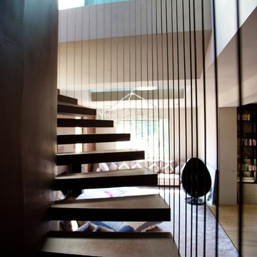 curved metal stair