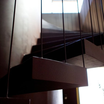 curved metal staircase detail