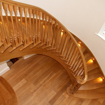 Curved oak staircase, Hetton, Yorkshire Dales