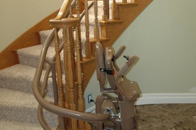 Curved Stair Lift Parked 704-281-7646