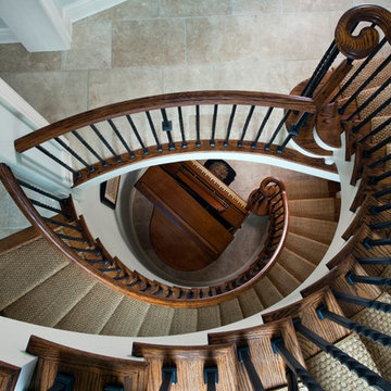 Curved Staircase in Turret Traversing Three Floors
