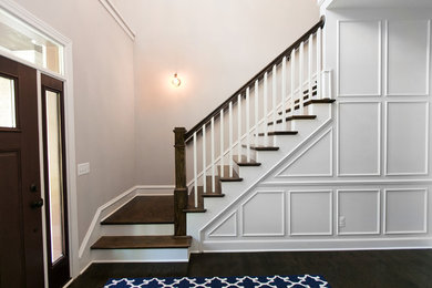 Inspiration for a transitional staircase remodel in Detroit