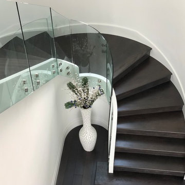 Custom Curved Glass Panels Railings with Standoffs