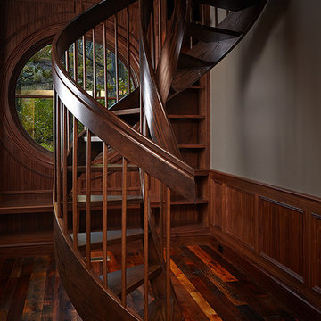 Custom Old World Flooring - Antique Oak Spiral Staircase