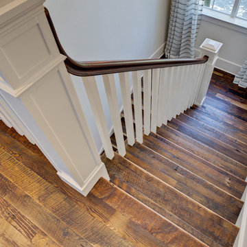 Custom Reclaimed Pine Floor and Stairs