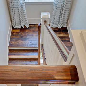 Custom Reclaimed Pine Floor and Stairs