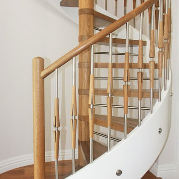 Custom Solid Smoked White Oak Floor and Stairs