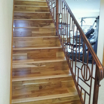 Custom stair rail with copper finish