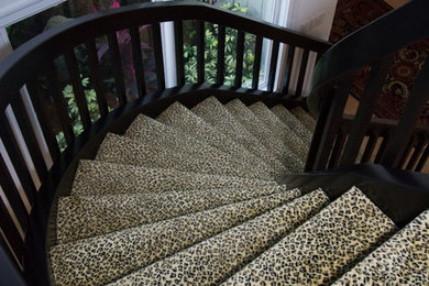 Inspiration for an eclectic carpeted staircase remodel in Orlando