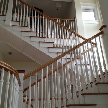 Custom Staircase with Oak Handrail & Turned Balusters