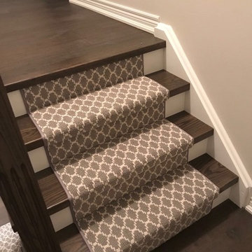Custom Trellis Pattern Staircase Runner & Maple Hardwood