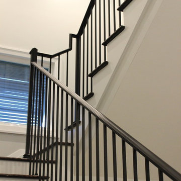 Custom Wrought Iron Dixie Cap Handrail with Square Balusters & Newels