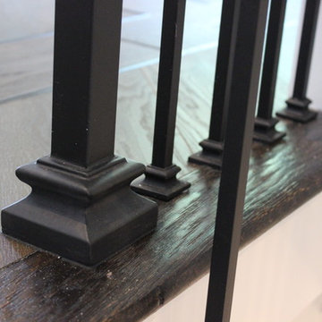 Custom Wrought Iron Dixie Cap Handrail with Square Balusters & Newels