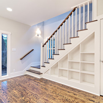 Customized staircase with built-in shelves
