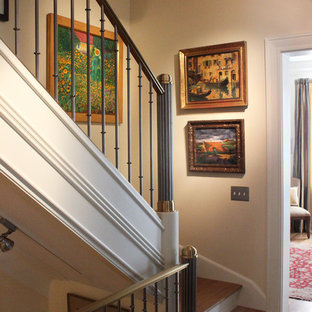 Staircase - mid-sized traditional wooden straight staircase idea in DC Metro with wooden risers
