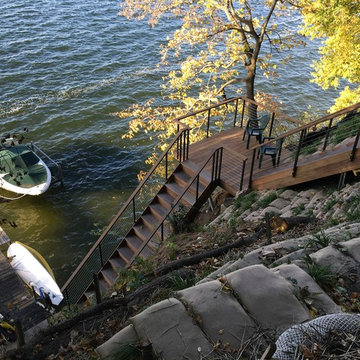 Deck, Stairway, Cable Railing. Lake Mendota