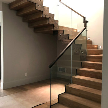 Dexter Modern Wood Cladding Staircase and Glass Railing