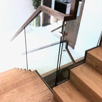 Dexter Modern Wood Cladding Staircase and Glass Railing