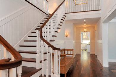 Mid-sized elegant wooden staircase photo in San Francisco with wooden risers