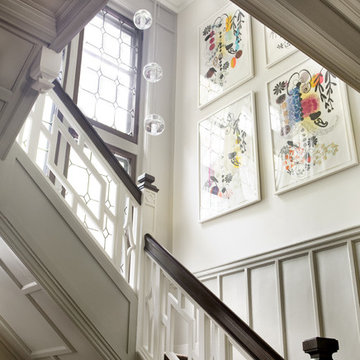 Eclectic Modern Tudor Entry Stair