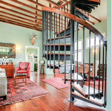 Eclectic Schoolhouse Renovation with Spiral Stair