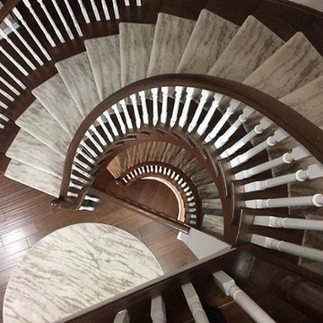 Elegant Traditional Custom Staircase and Circular Area Rug