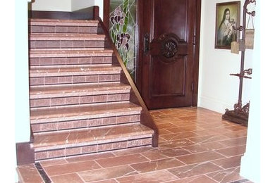 Inspiration for a rustic staircase remodel in Orange County