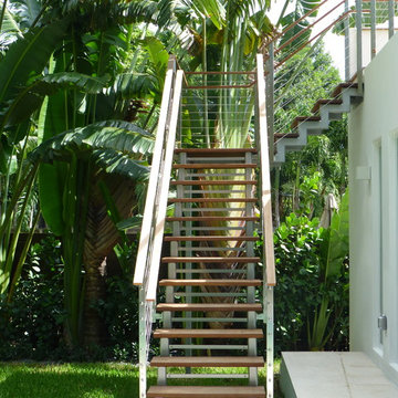 Exterior Stainless Steel and wood stair