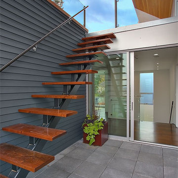 Exterior stair accessing roof terrace