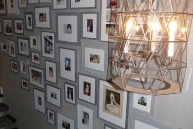 Family album wall in NYC townhouse
