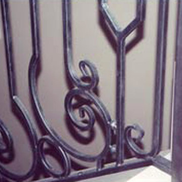 Faux Metal Patinas on Staircase Railings to look like Pewter