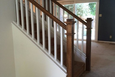Inspiration for a medium sized classic wood straight staircase in Sacramento with wood risers.