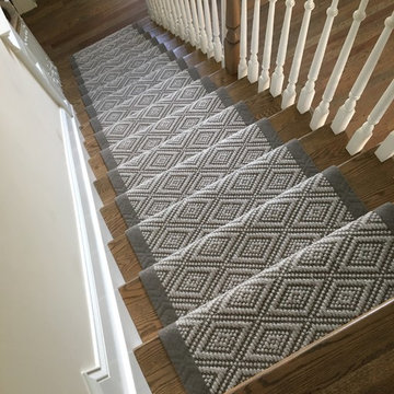 Flat-weave Wool Stair Runner with Wide Binding