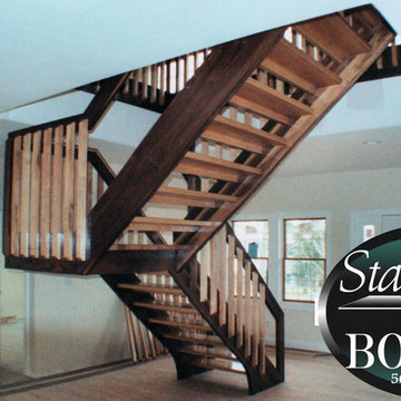Floating stair with inlays