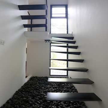 Floating Straight Stairs Steel