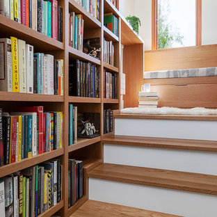 Trendy wooden straight staircase photo in San Francisco with wooden risers