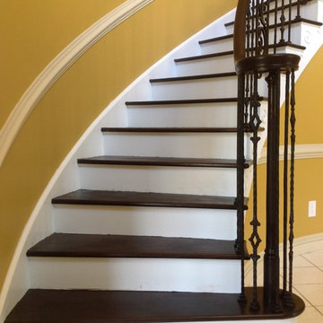 Full Rail and Steps Refinish w/Iron Balusters and Scroll Panels - Medford - NJ