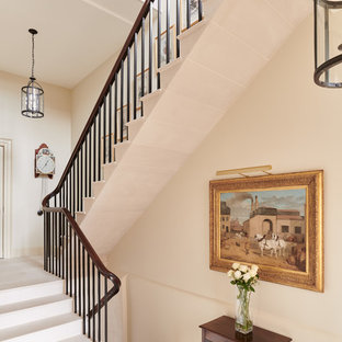 This is an example of a traditional l-shaped metal railing staircase in Other.