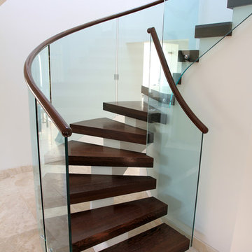 Glass and wenge contemporary staircase