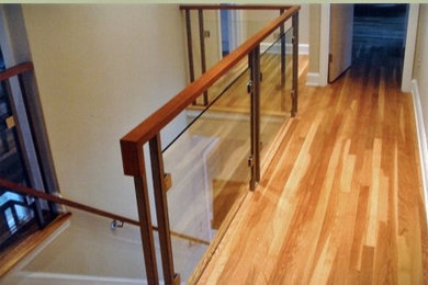 Example of a trendy staircase design in Cleveland