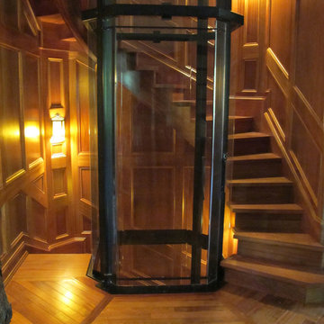Glass Elevator in Staircase